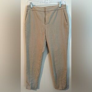 Zara Khaki with Black Polka Dot Work Trouser Pants, Size 6